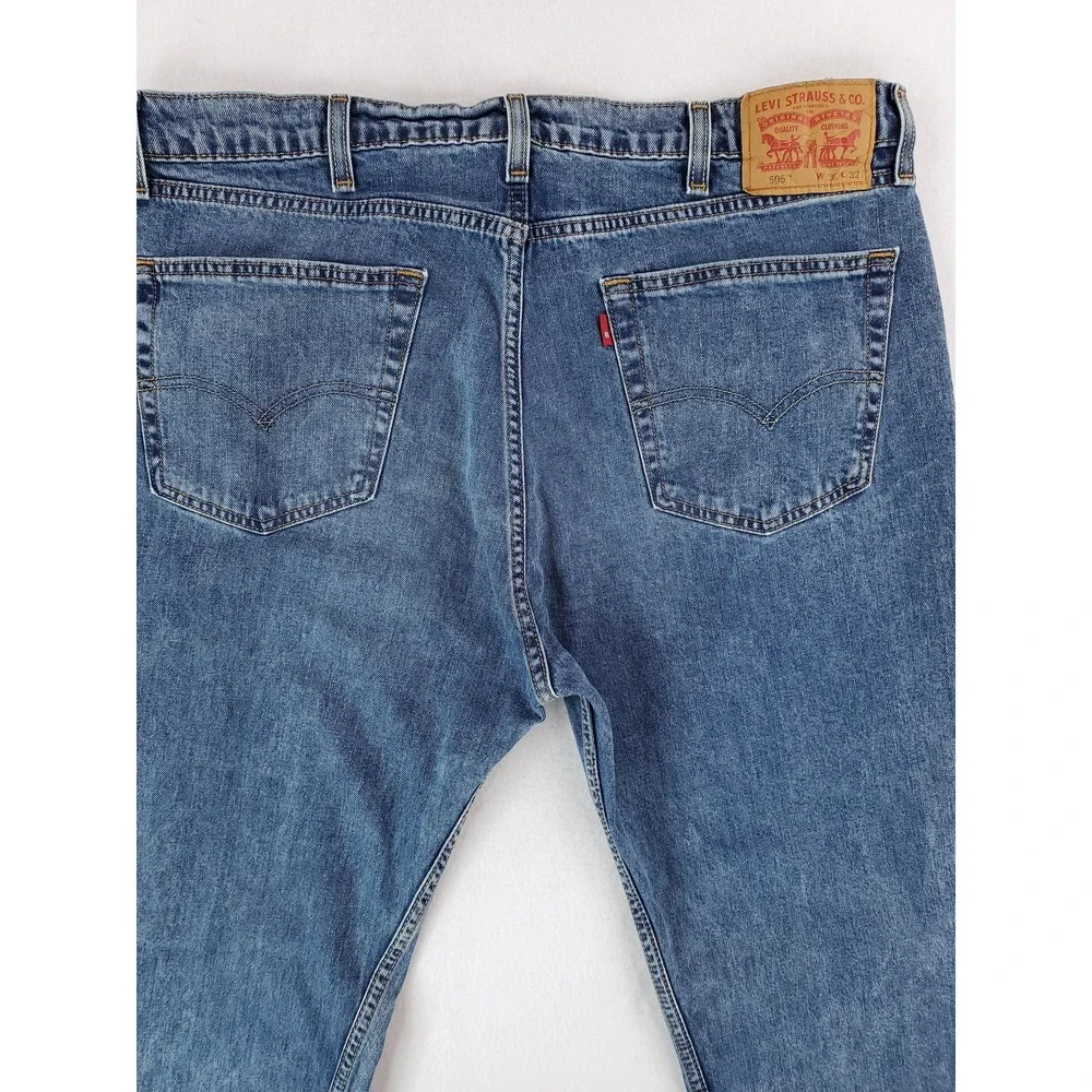 Levis 505 Jeans Mens 38x32 Blue Denim Straight Fit Medium Wash 505-1936 Classic